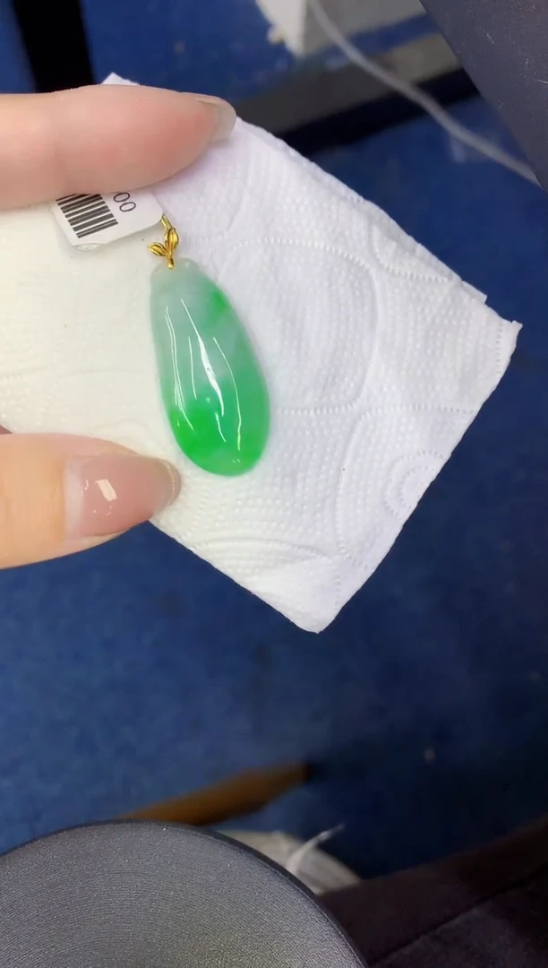 颈饰18K金镶嵌翡翠缅甸天然翡翠A货677