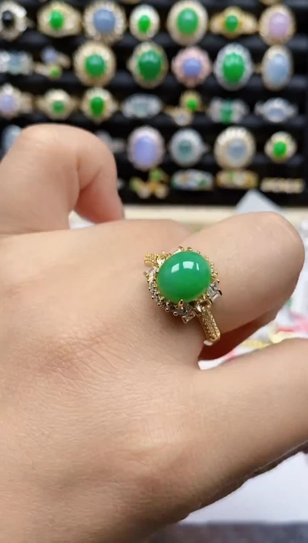 银S925镶嵌戒指翡翠4823