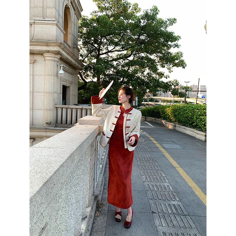 现货一生罗曼【云羽衫】新中式国风盘扣暗纹提花上衣Y5592