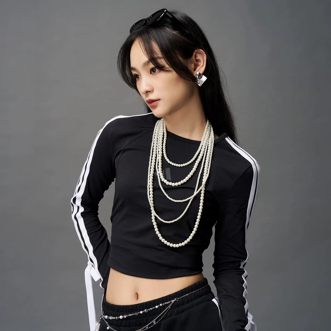 adidas/阿迪达斯三条纹舞动系列运动休闲蝴蝶结长袖T恤 KG3862
