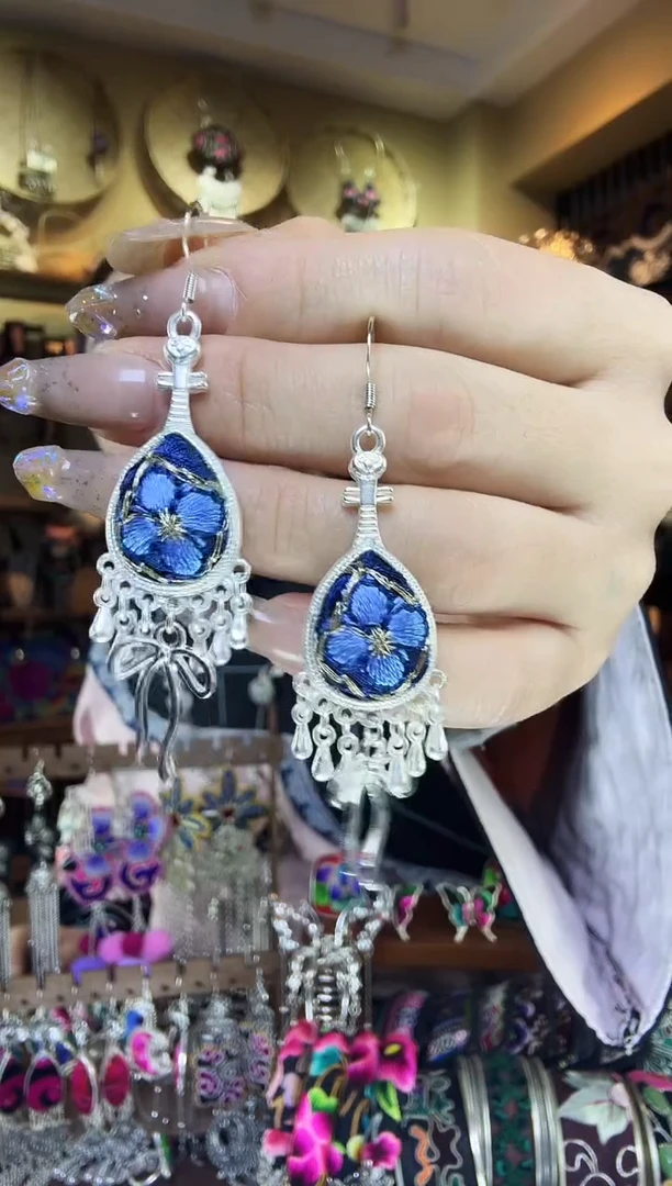 刺绣非遗刺绣民族风耳环