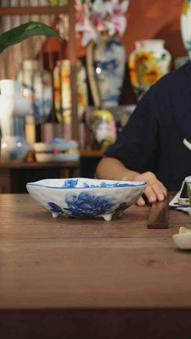 瓷片【简家甄选】景德镇设计师釉下手绘陶瓷餐具