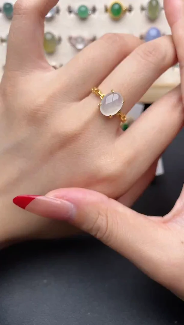 【闪购商品】翡翠戒指银S925镶嵌一物一证一礼盒