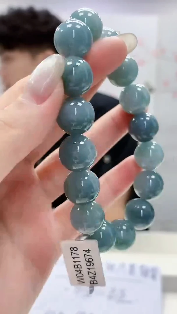 定制翡翠未镶嵌5145lr- 毛货手串5