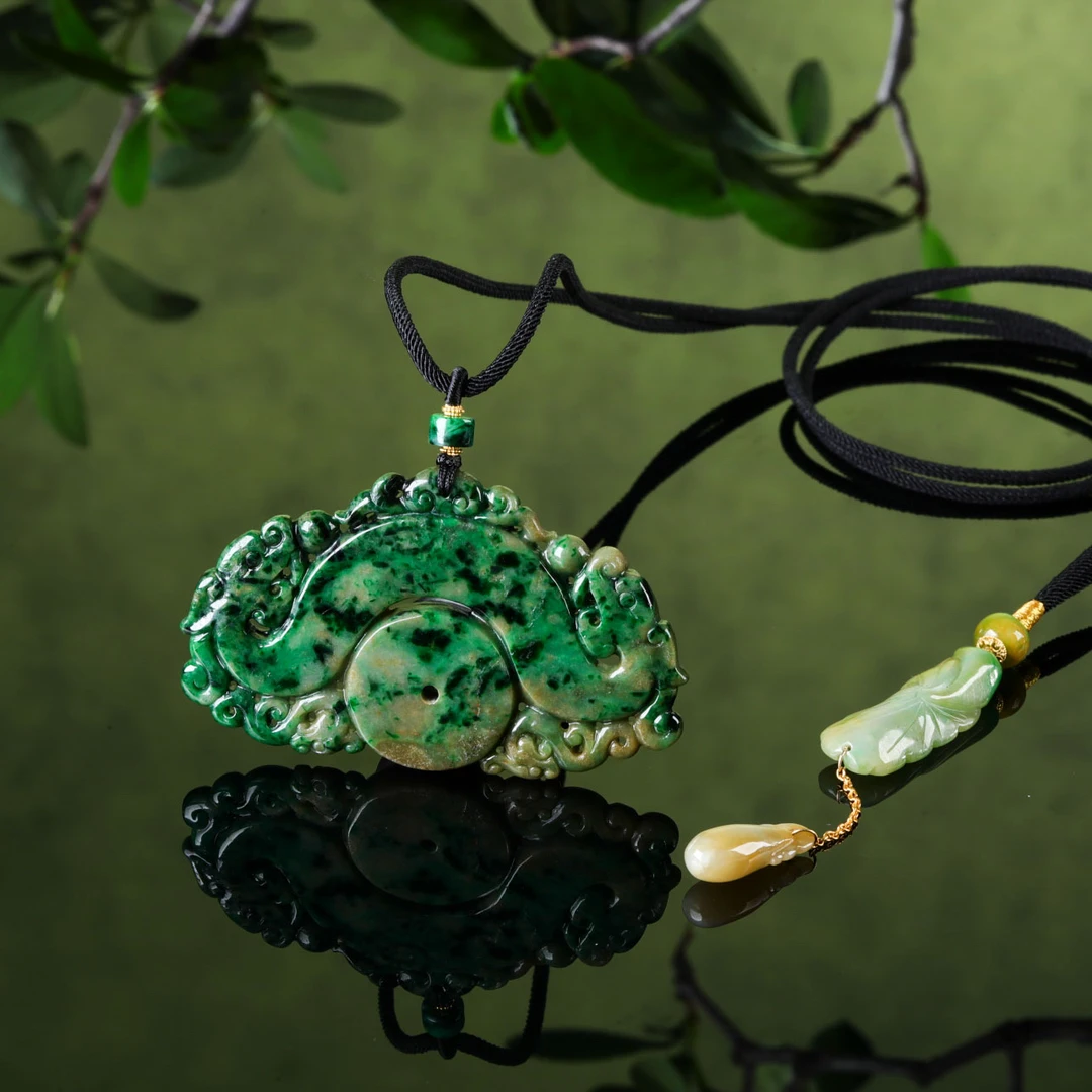 【意婵】“大超值”18K金天然典藏级缅A老翡翠项链-916061