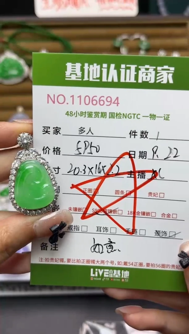 吊坠(不含链)银S925镶嵌翡翠多人