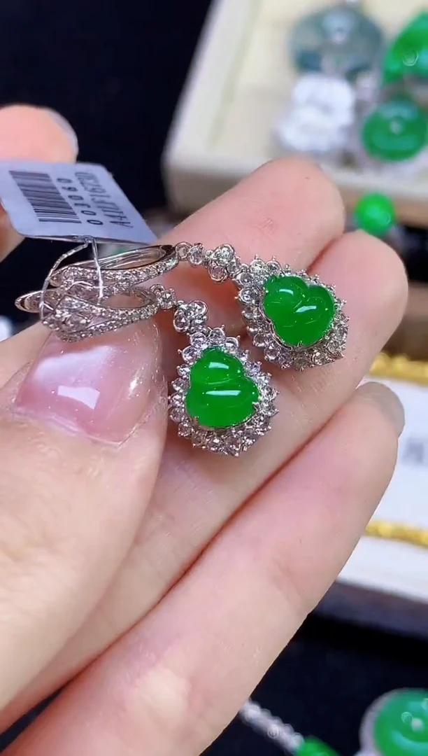 18K金镶嵌翡翠耳饰LSR多样性发其一