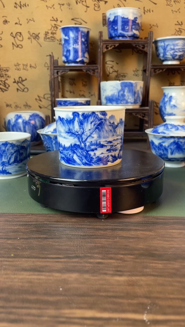 青花山水直筒杯1