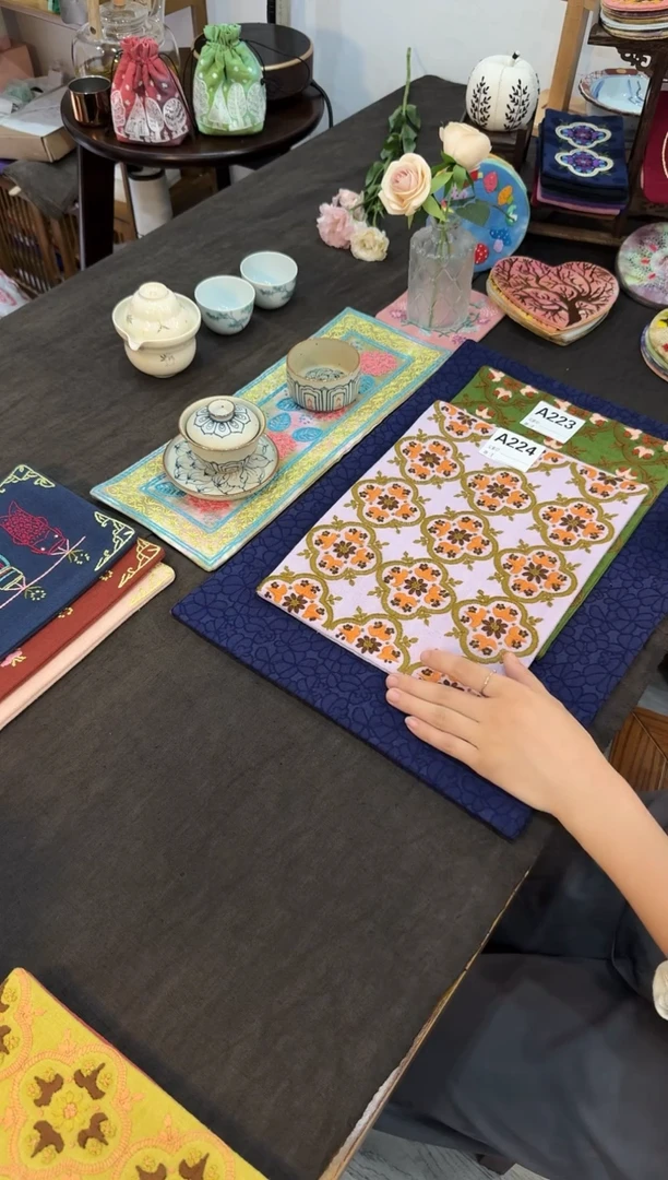 全手工刺子绣茶席224