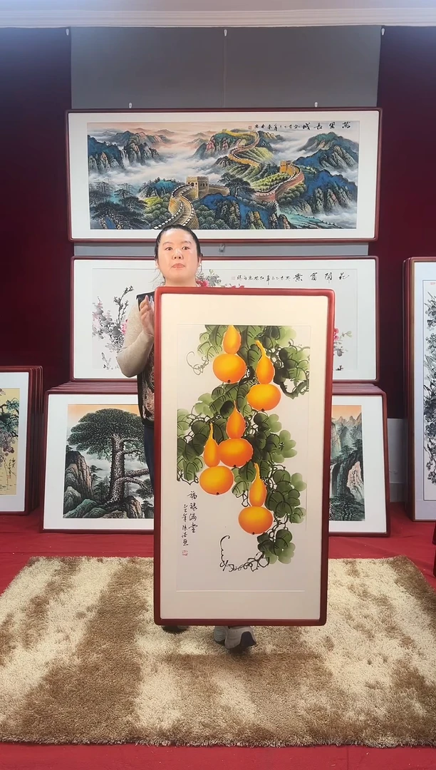 国画手绘葫芦123*63尺寸