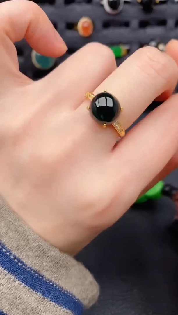 银S925镶嵌戒指翡翠天然a货翡翠190