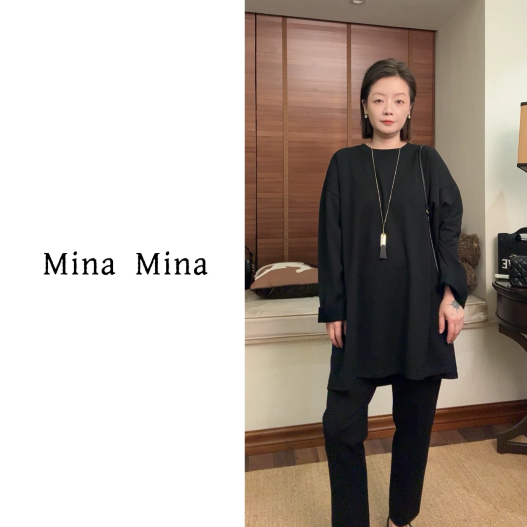 【Mina Studio】 2025秋冬新款  极简慵懒宽松圆领休闲显瘦长袖卫衣