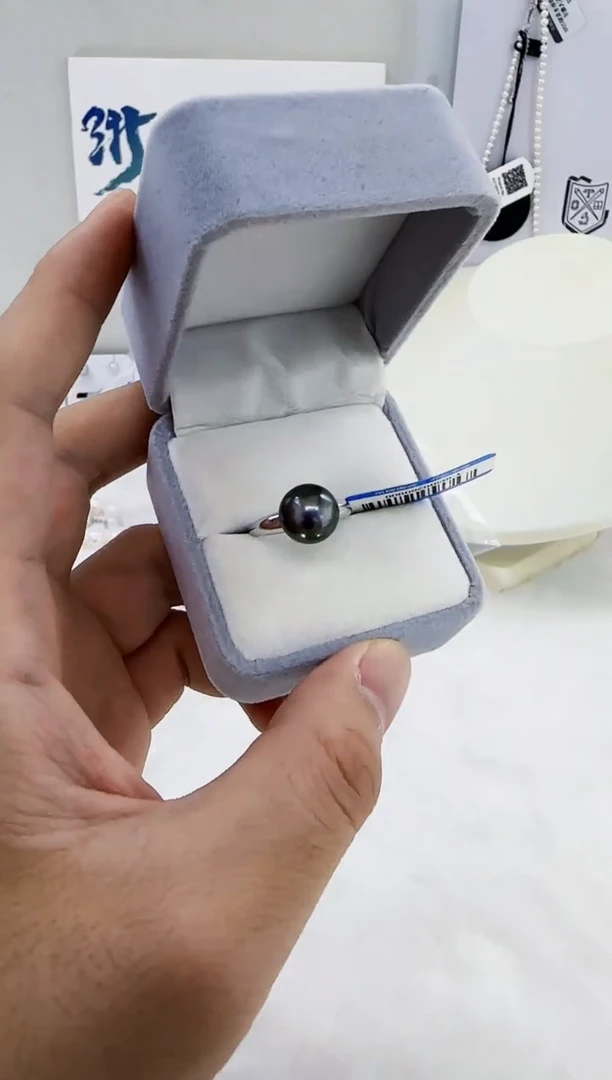 银S925镶嵌海水珍珠DA大溪地戒指10-11 y305