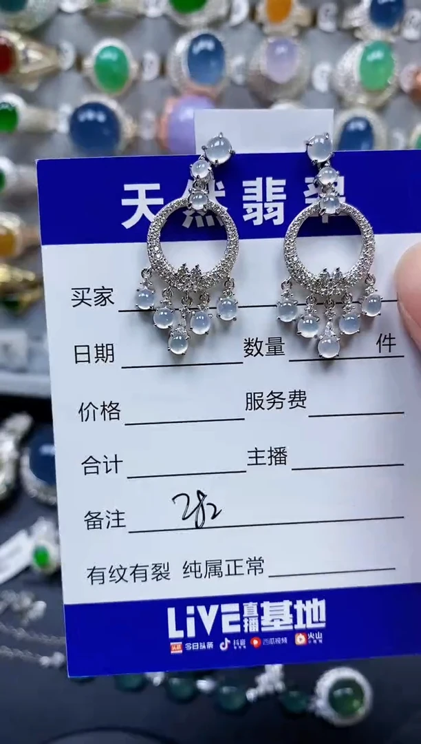 翡翠银S925镶嵌耳饰282