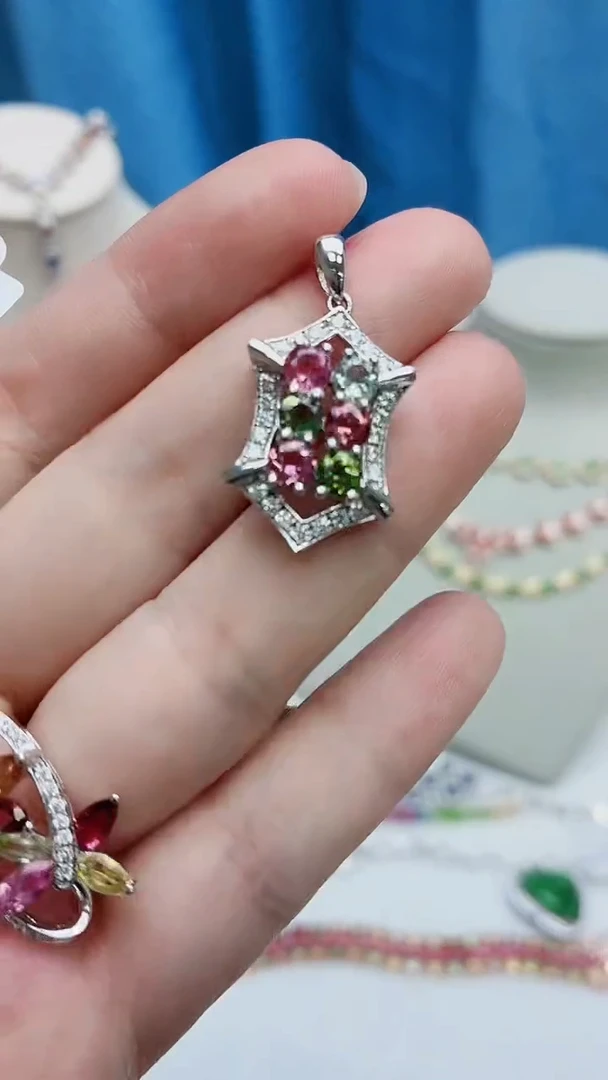 银S925镶嵌吊坠碧玺268ZB1113产品一个（多样性）