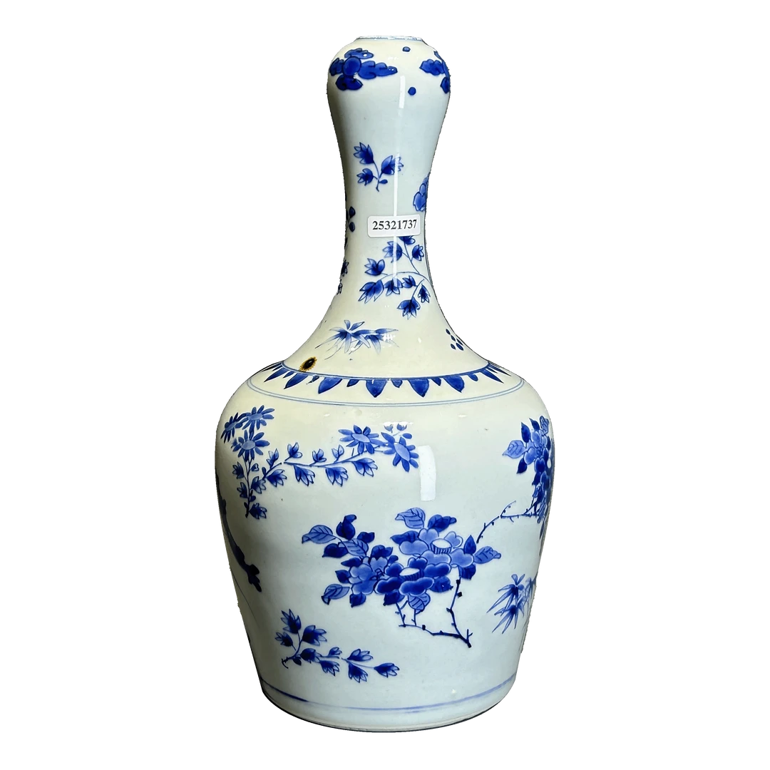 25321737x青花花卉纹蒜头瓶