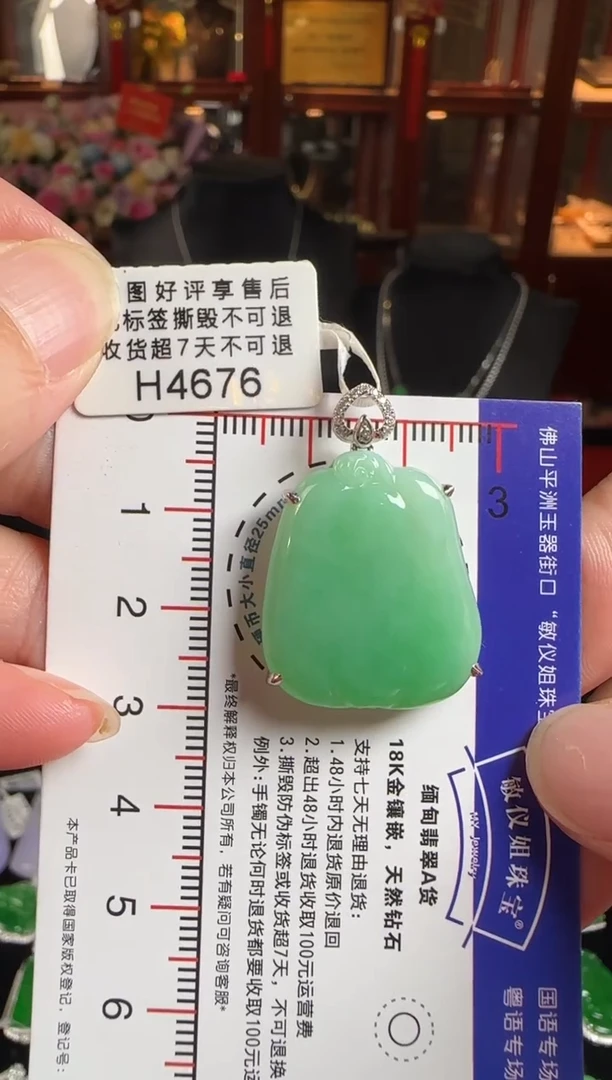 颈饰18K金镶嵌翡翠H4676福瓜