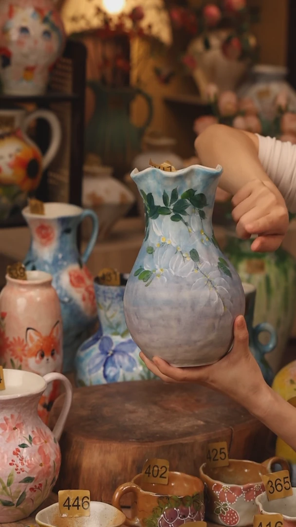 陶瓷景德镇设计师手作花器摆件侘寂风377