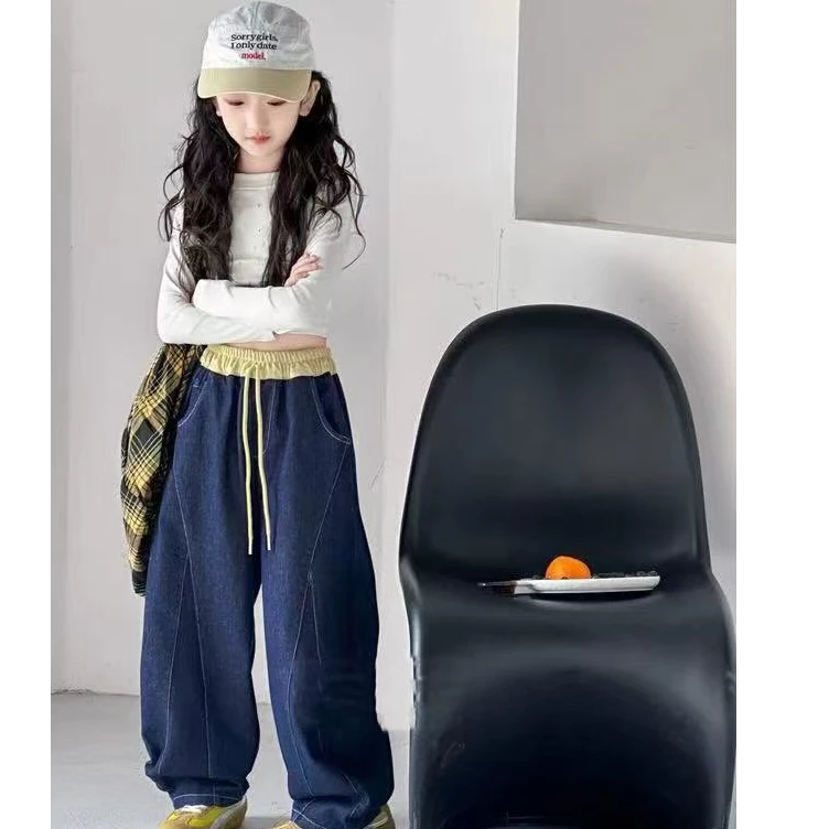 中性风牛仔哈伦裤秋款2025新款儿童秋装老爹裤宽松洋气嘻哈休闲裤