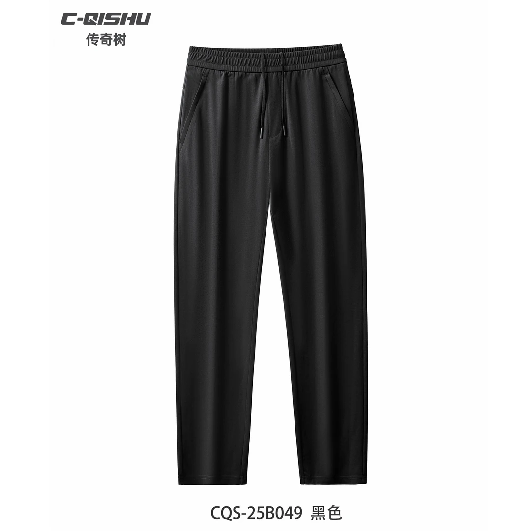 传奇树春夏新款休闲裤子男士薄款透气中腰直筒运动休闲长裤25B049