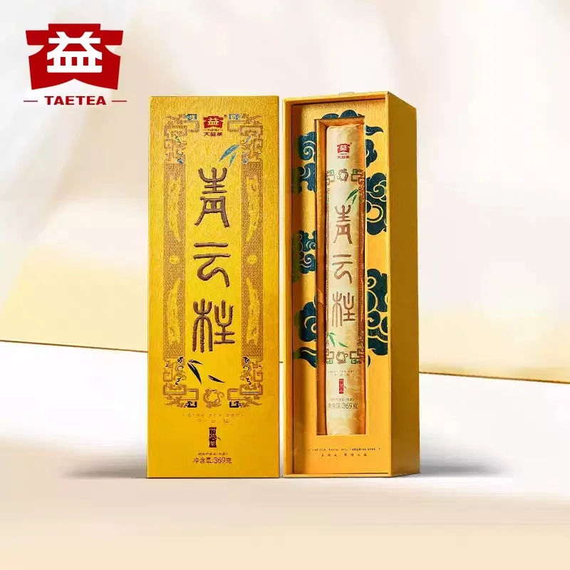大益普洱茶2024年青云柱生茶369克茶叶陈年生普云南勐海普洱茶