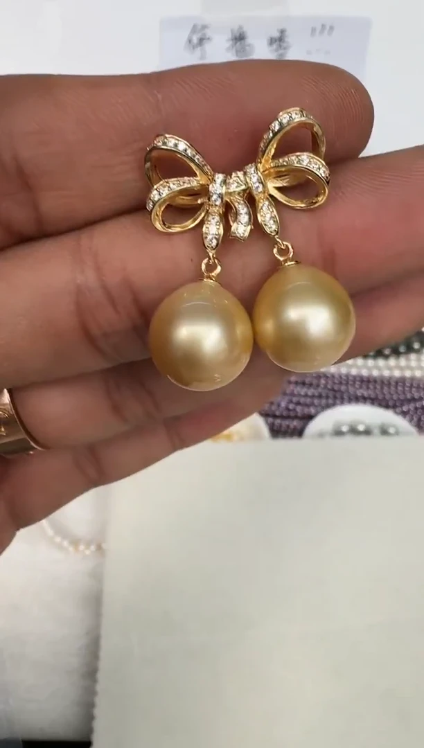 银S925镶嵌耳饰海水珍珠耳钉