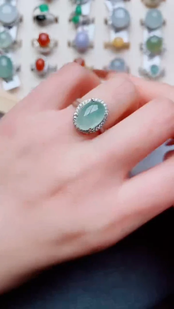 银S925镶嵌戒指翡翠...