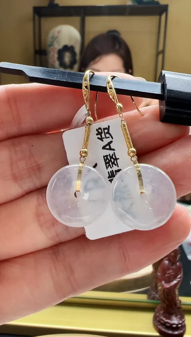 翡翠18K金镶嵌耳饰LC0620-474