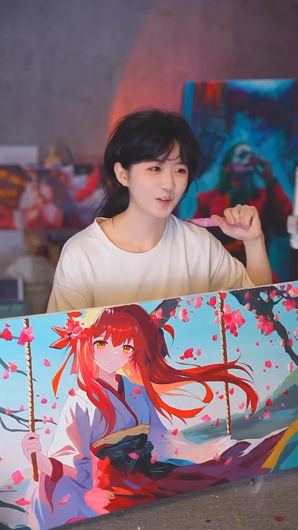 油画✨**✨绘梨衣丙烯画纯手绘