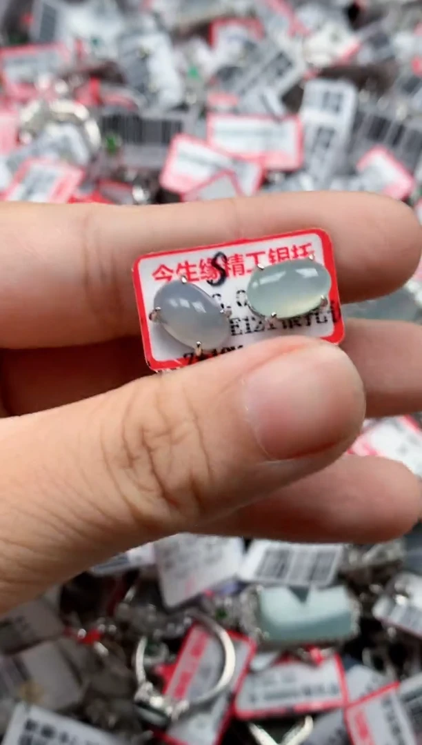 银S925镶嵌戒指翡翠天然A货缅甸翡翠