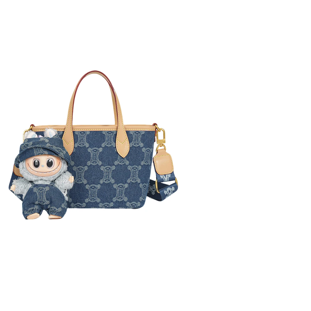 牛仔蓝色超轻英伦风单肩手提包#9024