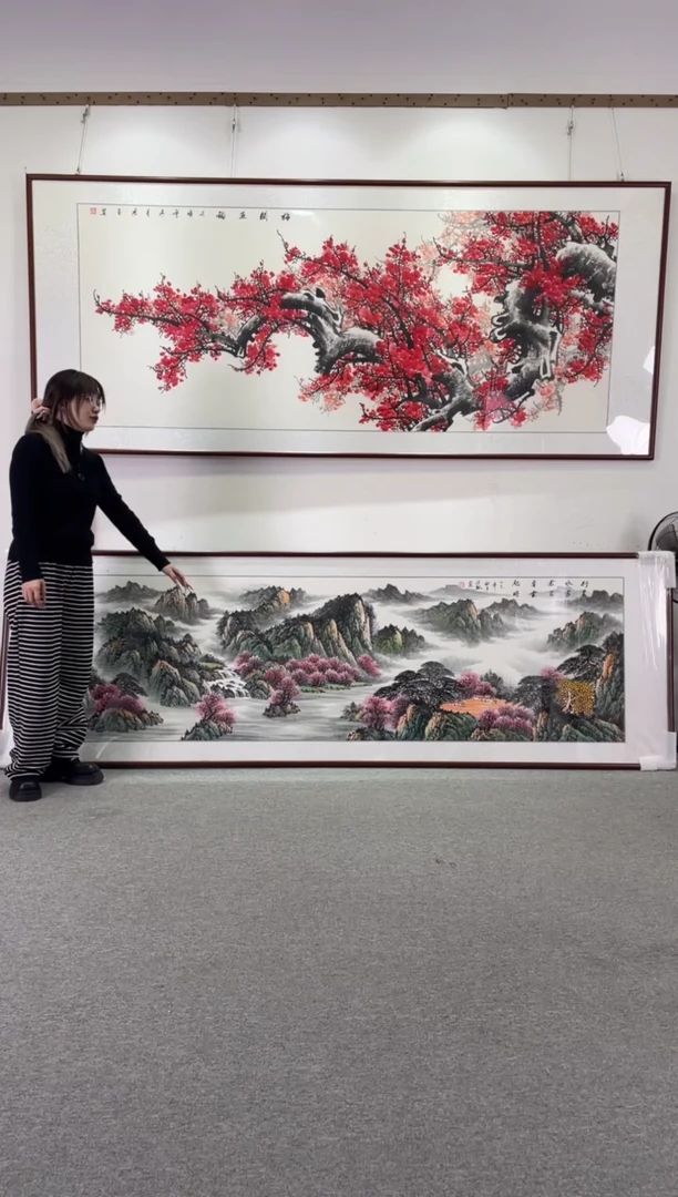 国画行至水穷处278*90手绘国画