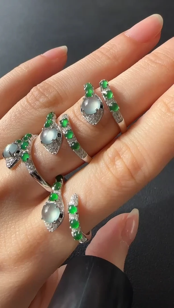 【闪购商品】翡翠戒指银S925镶嵌银镶多样性发其一