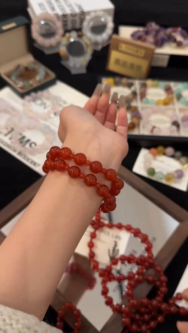 合金手链水晶红玛瑙双圈x2906