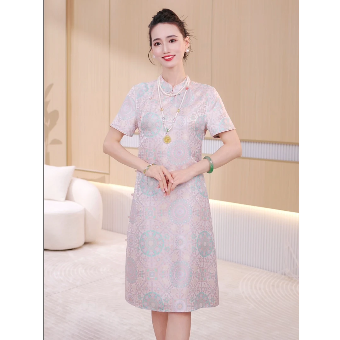 【SQ宝象花】双面穿冰凉感新中式旗袍裙女装JX0103