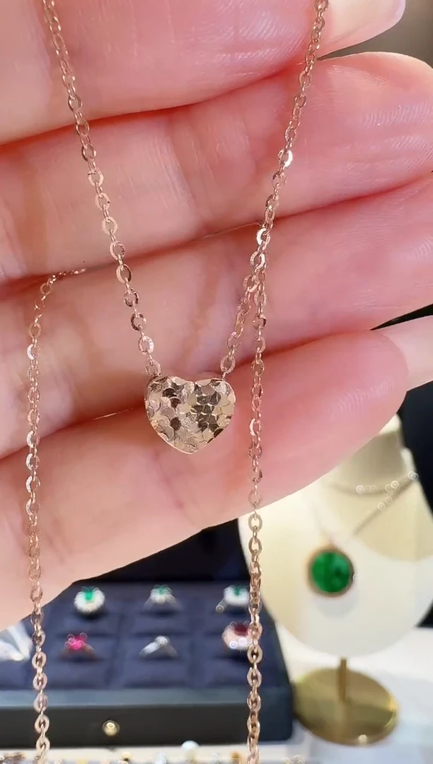 【闪购商品】18K金项链车花爱心套链