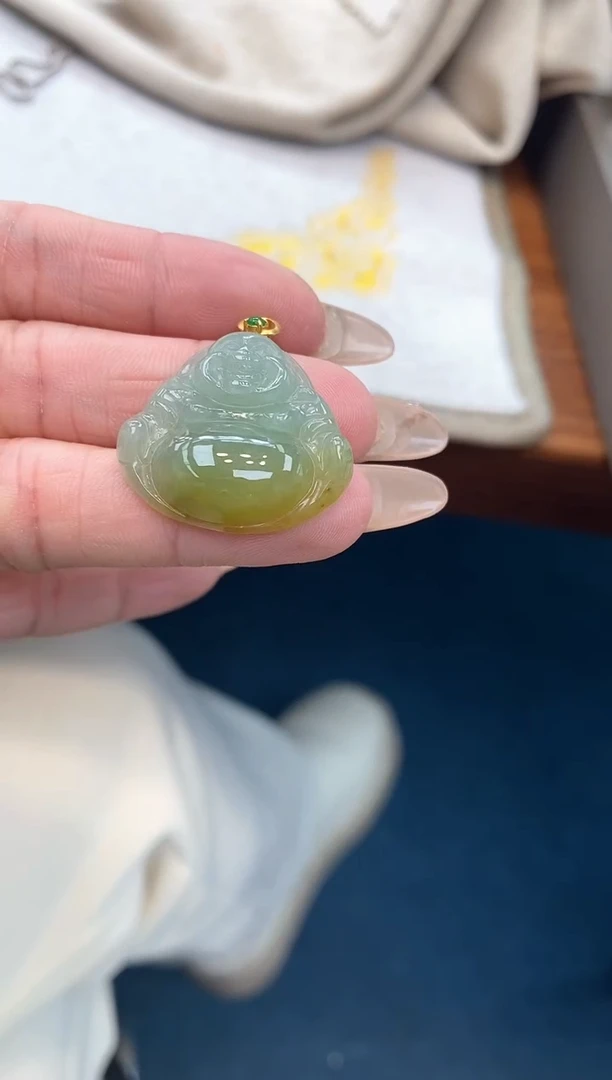 【闪购商品】翡翠颈饰18K金镶嵌佛公