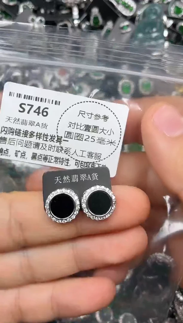 颈饰未镶嵌翡翠S746耳钉