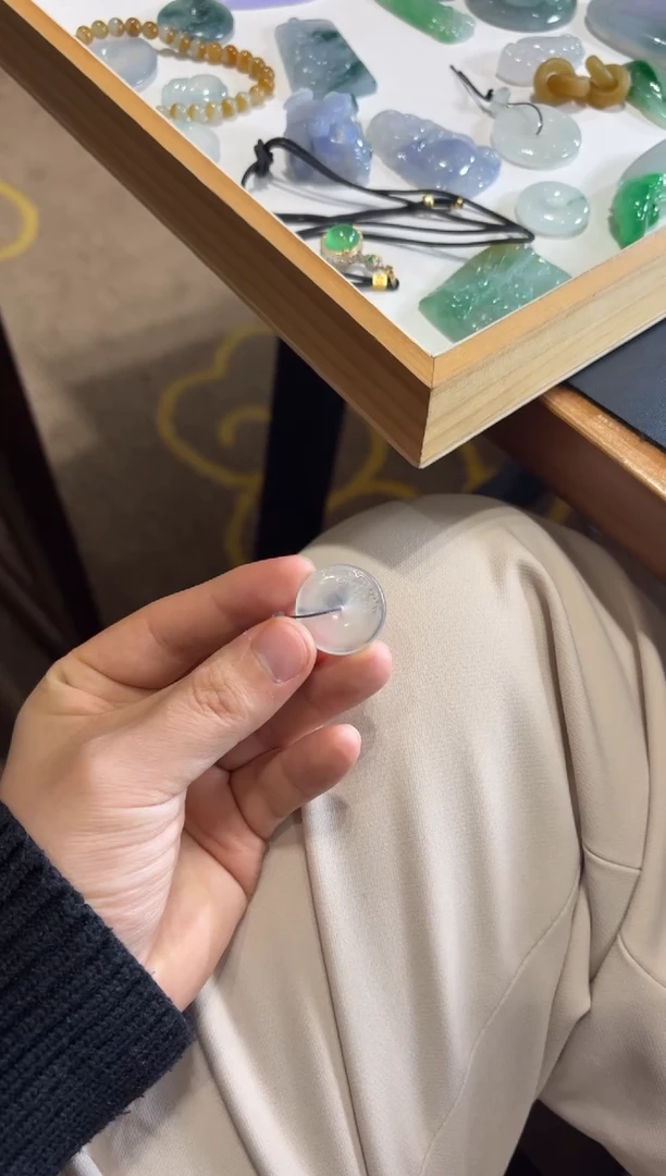 未镶嵌定制翡翠玻璃底仿古平安扣