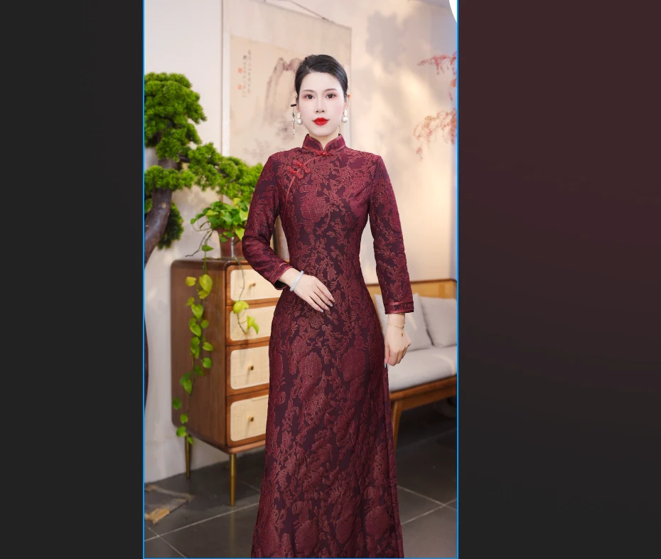 红霜 2025喜妈妈喜婆婆旗袍气质日常优雅修身显瘦