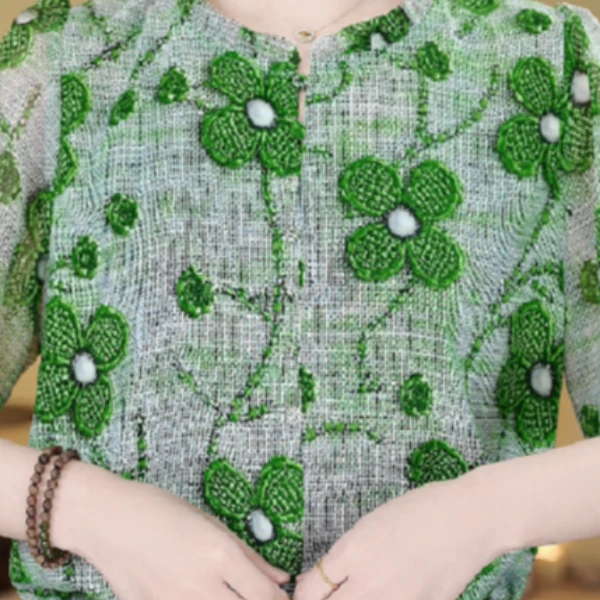 2025新款专柜贵妇人气质绿色小衫ZF-S051