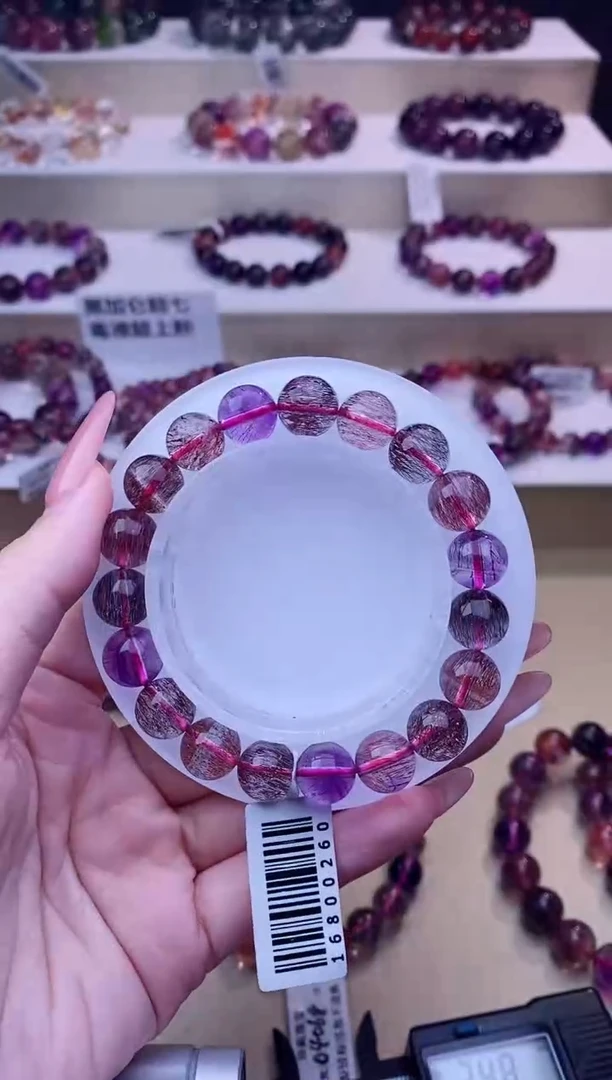 未镶嵌手链水晶黑加仑超七单圈10m+