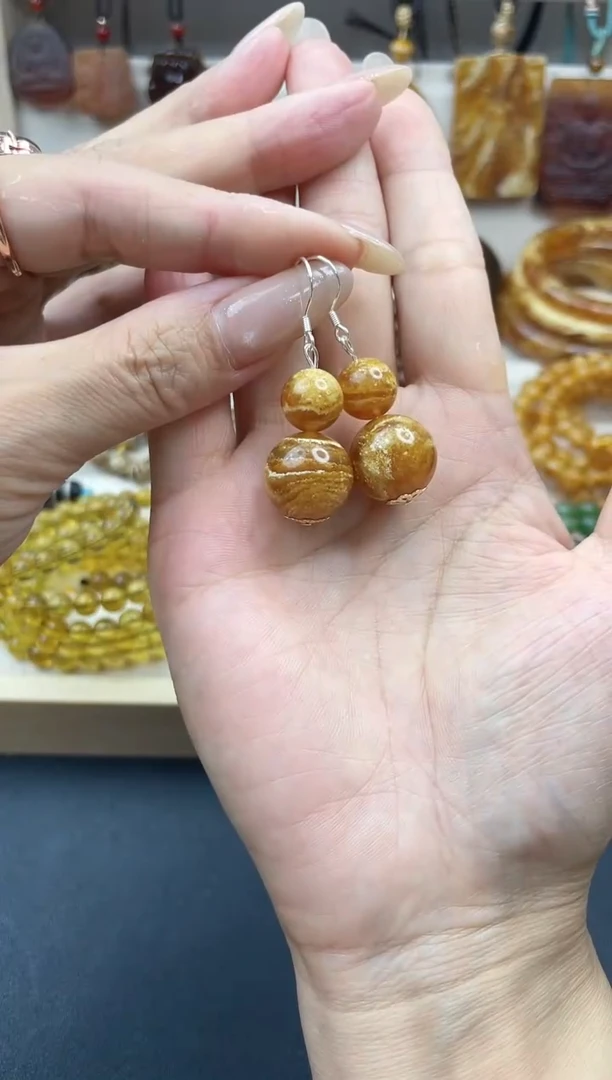 未镶嵌琥珀裸石金沙耳坠