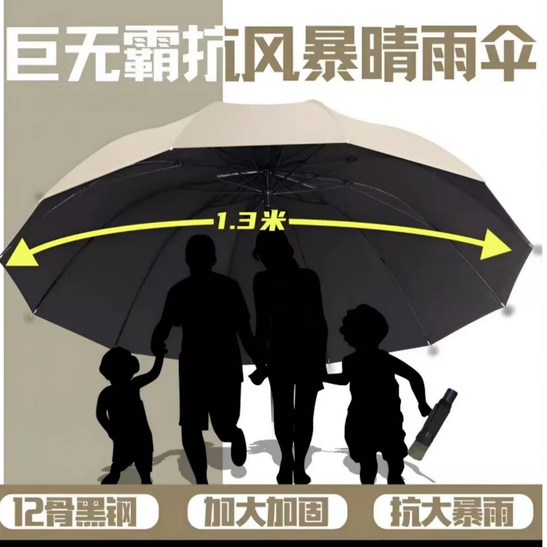 CH十二骨超大号折叠防爆晴雨两用12骨加大加固三四人遮阳伞