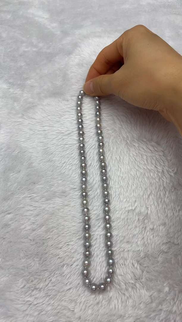 项链银S925镶嵌海水珍珠AK真多麻7-7.5mm