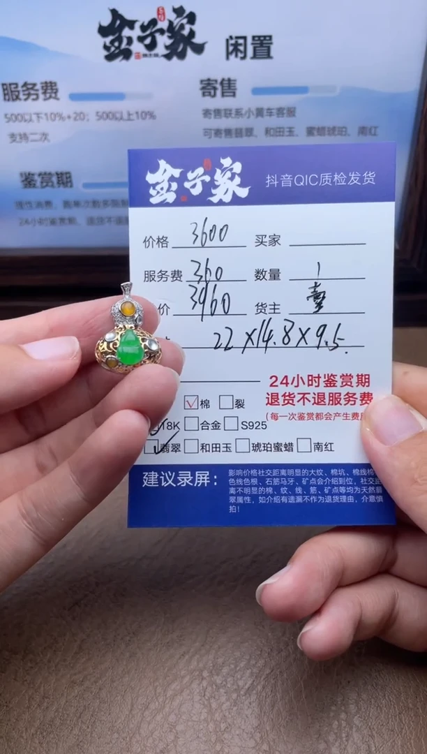 翡翠18K金镶嵌颈饰541662624