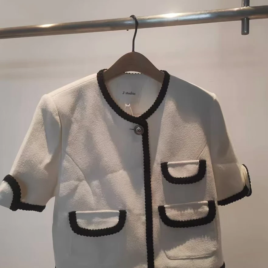 女装设计师  7天清仓气质白色时尚女士拼接 第一天小香风女神节