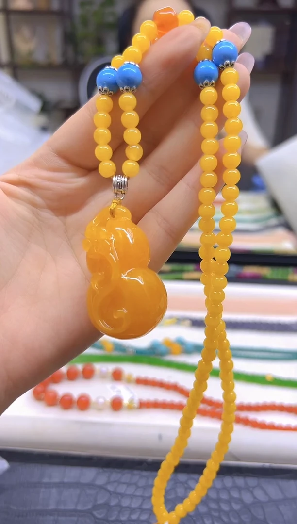 蜜蜡毛衣链未镶嵌DIY款M836