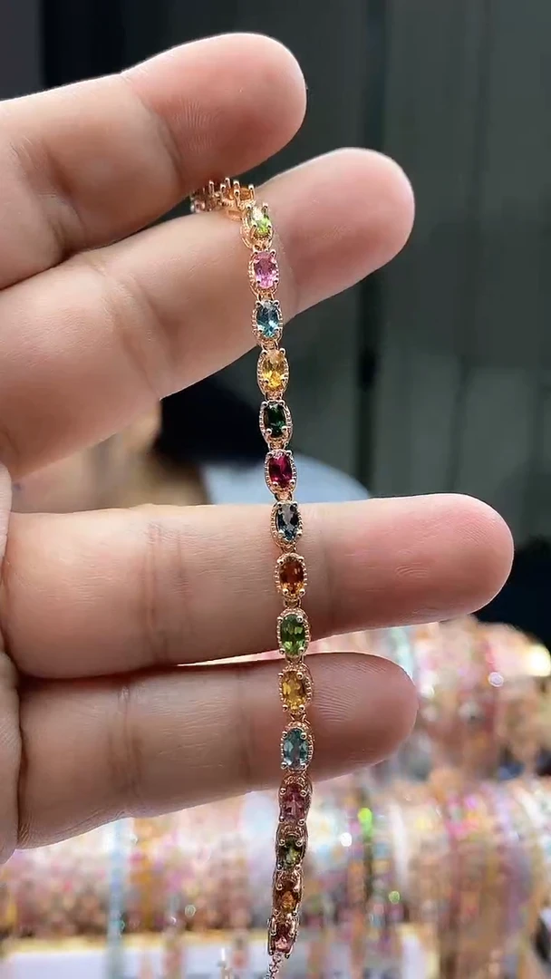 【闪购商品】碧玺手链银S925镶嵌5454354345354