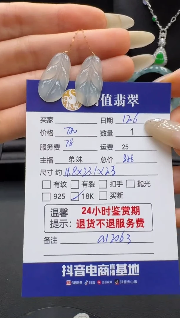 18K金镶嵌翡翠耳饰翡翠耳饰